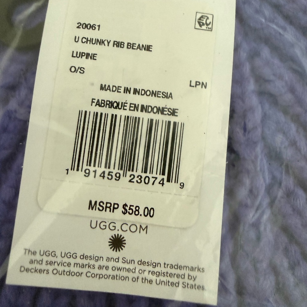 Ugg chunky knit rib beanie NWT in lupine NWT - Picture 8 of 10